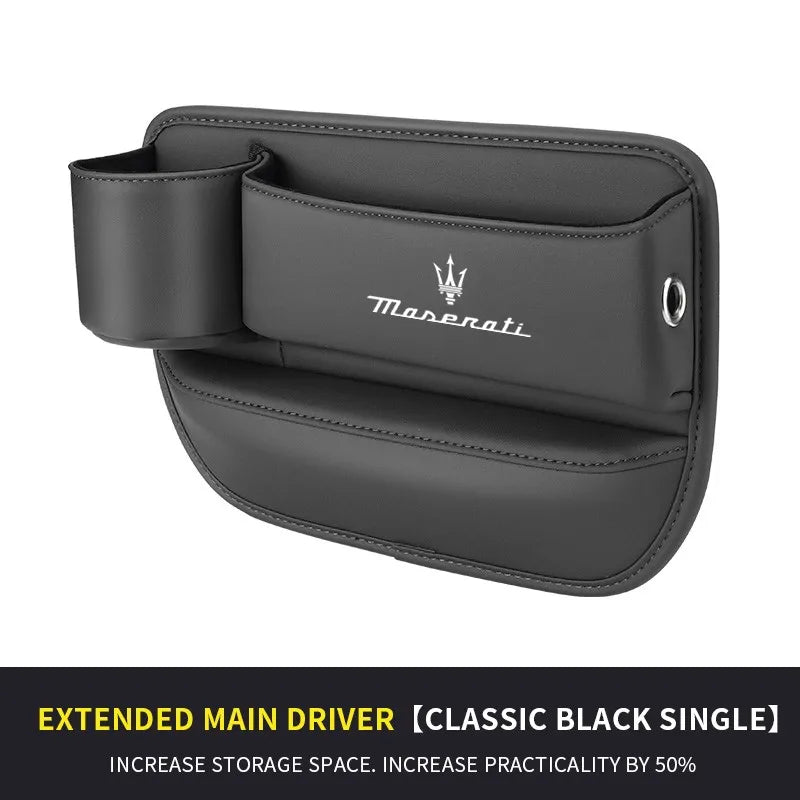 Car seat gap storage box with cup holder suitable for Maserati