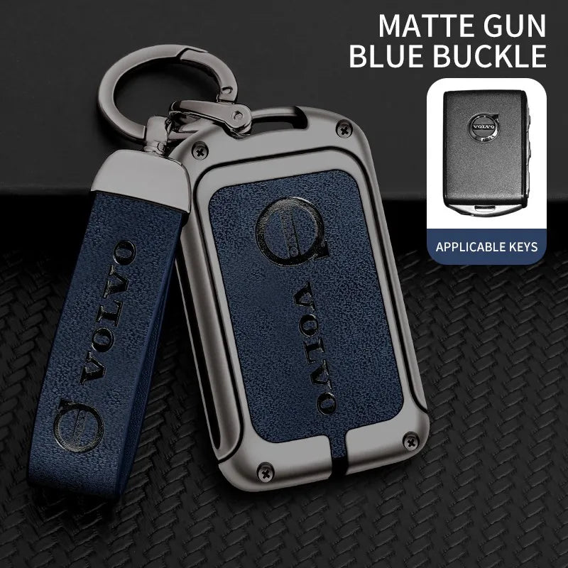 Zinc alloy genuine leather car key case for Volvo series