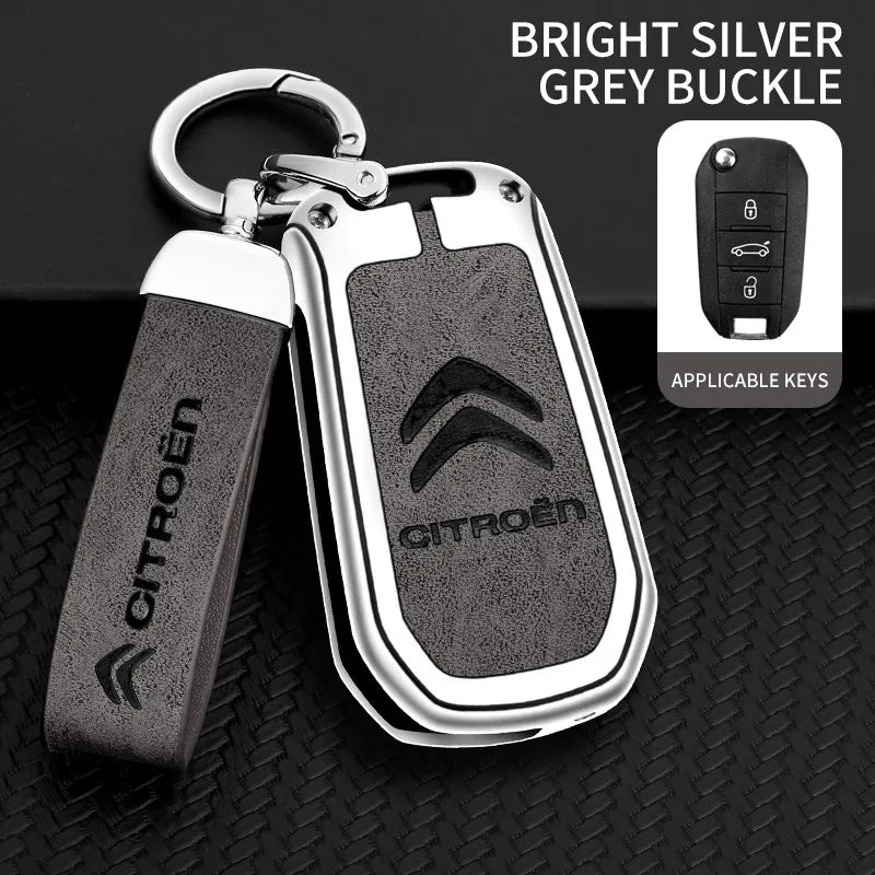 Zinc alloy genuine leather car key case for Citroen series