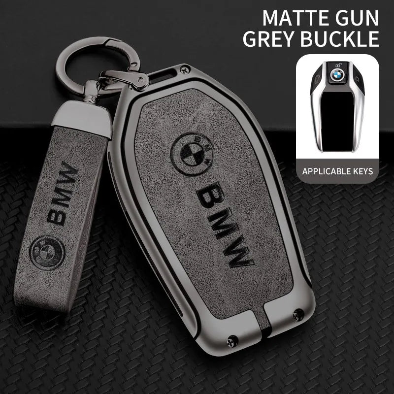 Zinc alloy genuine leather car key case for BMW series