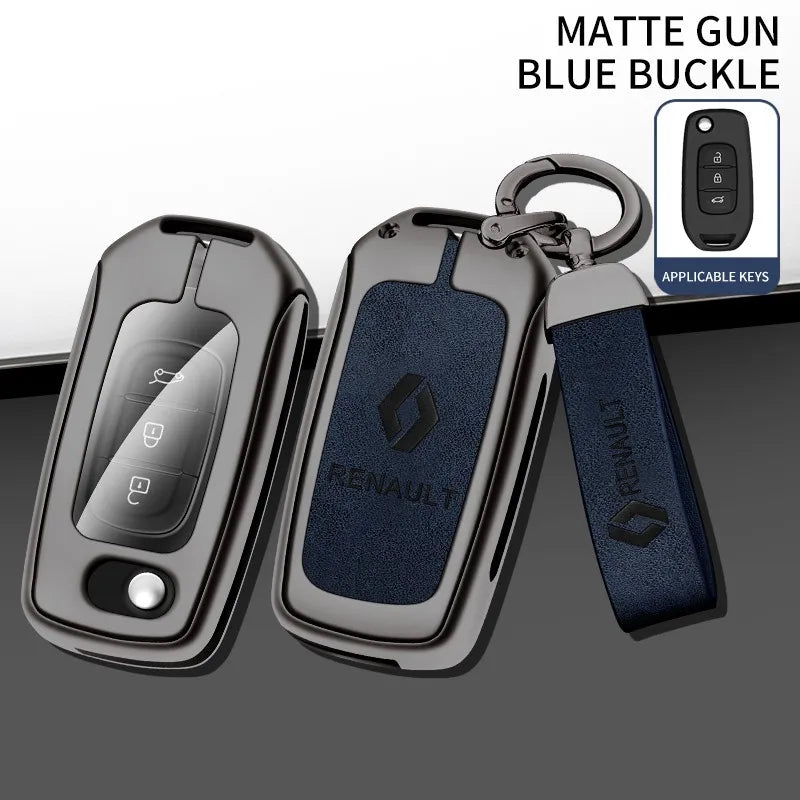 Zinc alloy genuine leather car key case for Renault series