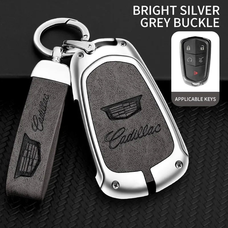 Zinc alloy genuine leather car key case for Cadillac series