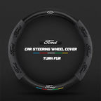 Car steering wheel cover in carbon fiber suede style suitable for Ford
