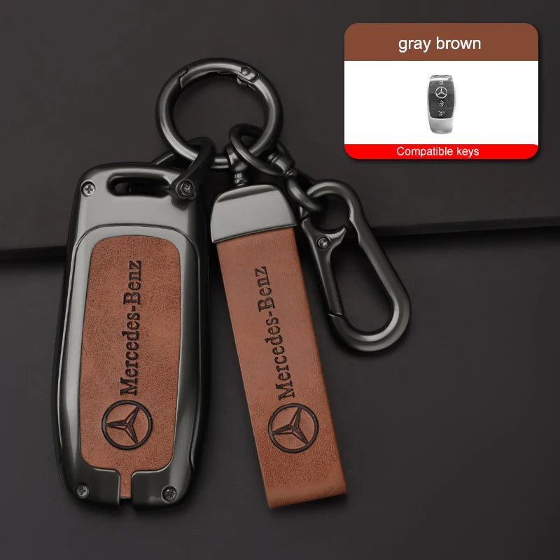 Zinc alloy genuine leather car key case for Mercedes-Benz series