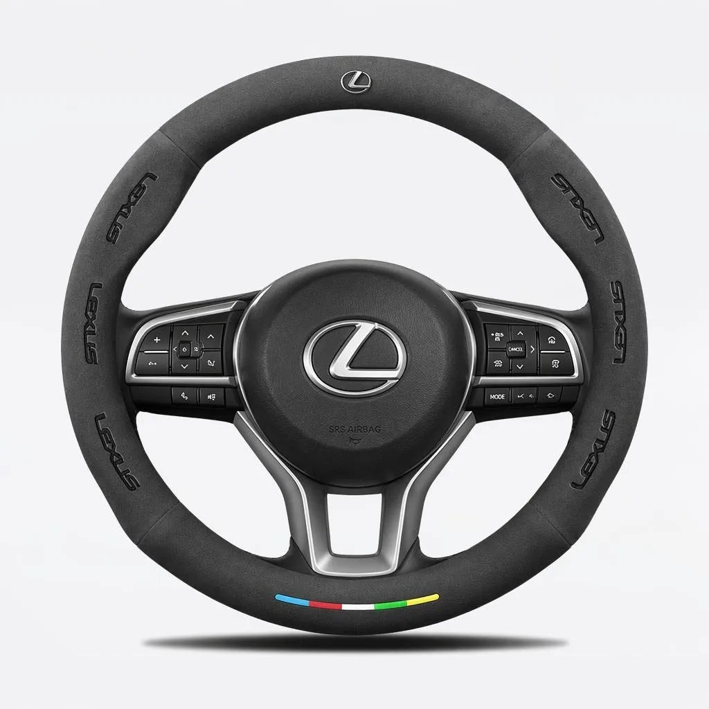 Alcantara Suede 3D Embossed Steering Wheel Cover For Lexus