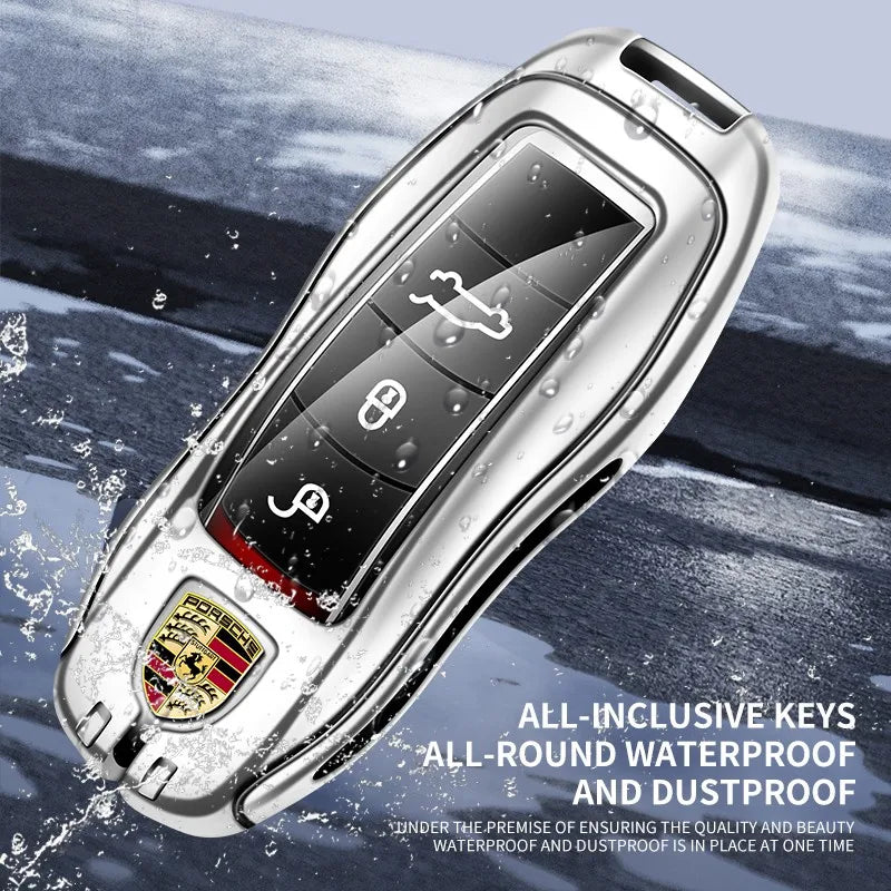 Zinc alloy genuine leather car key case for Porsche series