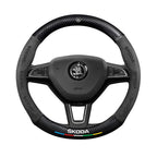 Car steering wheel cover in carbon fiber suede style suitable for Skoda