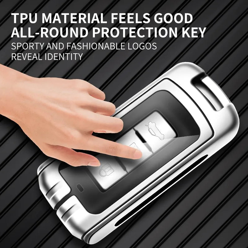 Zinc alloy genuine leather car key case for Mitsubishi series