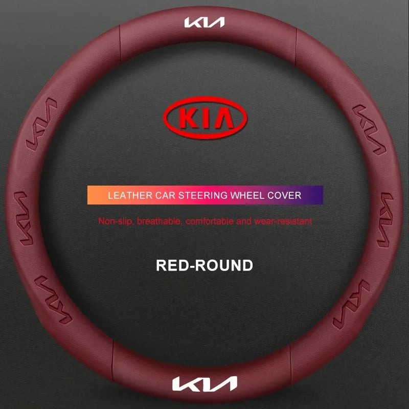 3D Embossed Genuine Leather Steering Wheel Cover For Kia