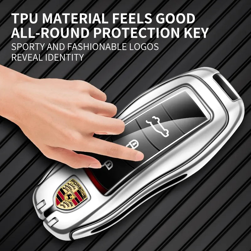 Zinc alloy genuine leather car key case for Porsche series