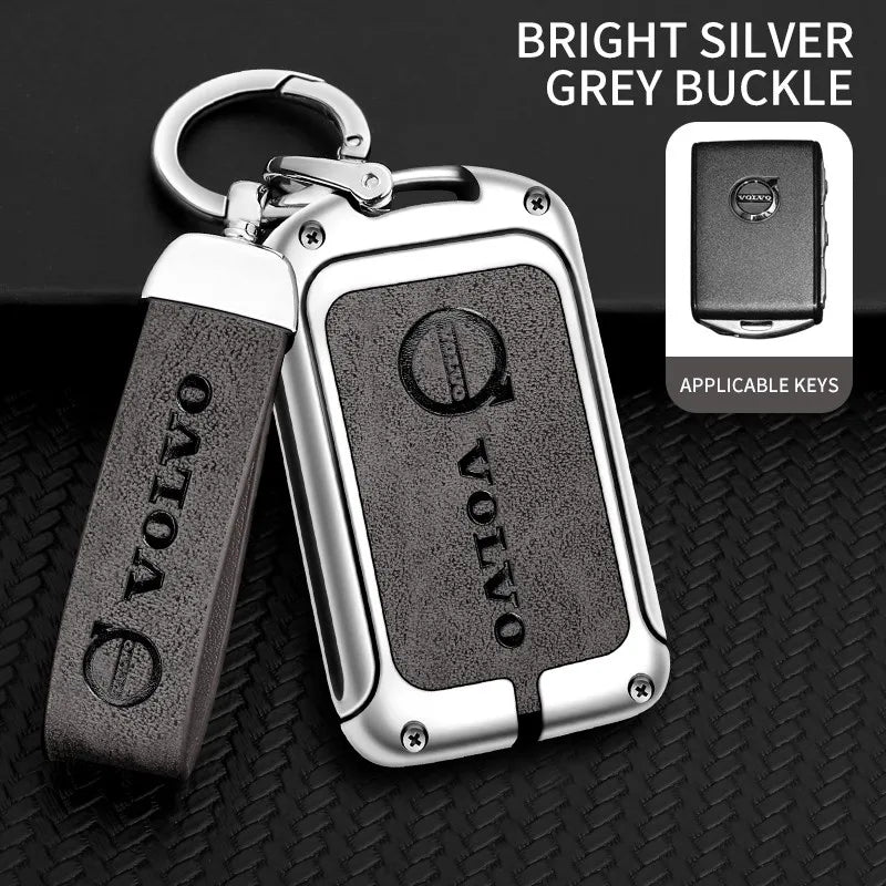 Zinc alloy genuine leather car key case for Volvo series