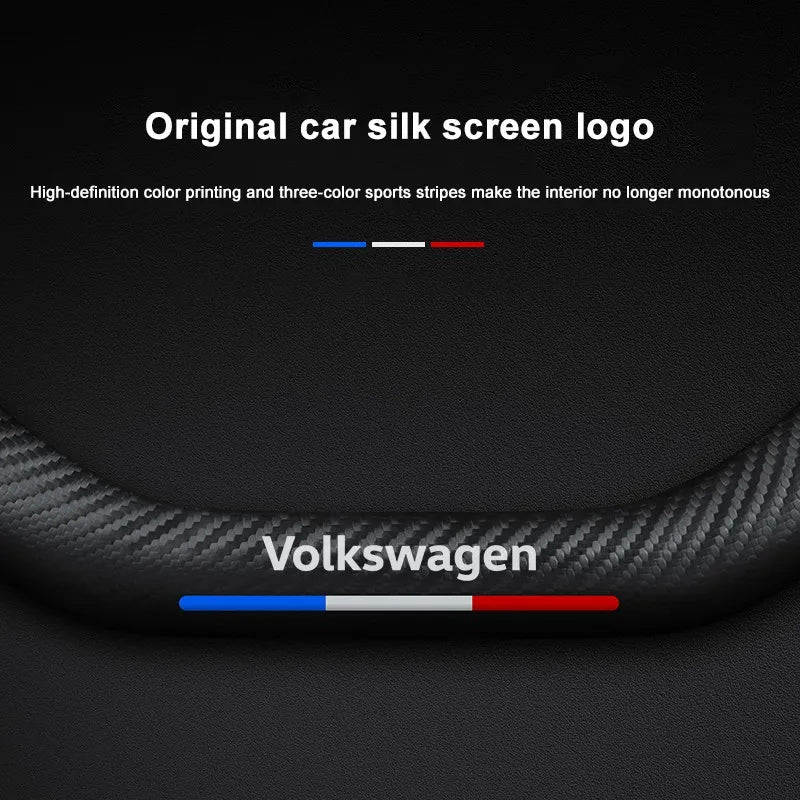 Carbon fiber genuine leather car steering wheel cover for Volkswagen