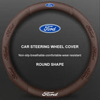 3D Embossed Genuine Leather Steering Wheel Cover For Ford