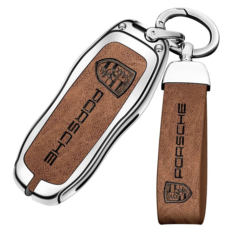 Zinc alloy genuine leather car key case for Porsche series