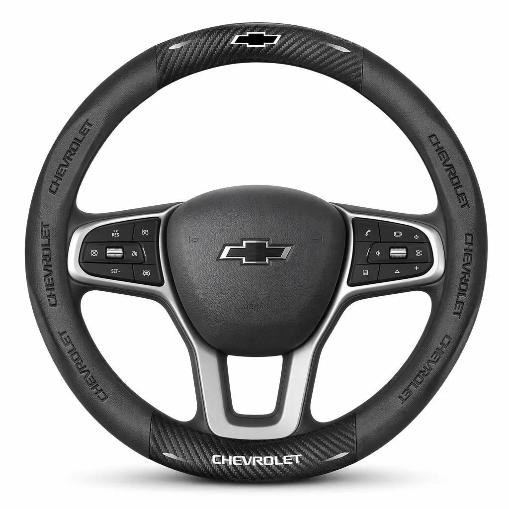 3D Embossed Genuine Leather Steering Wheel Cover For Chevrolet
