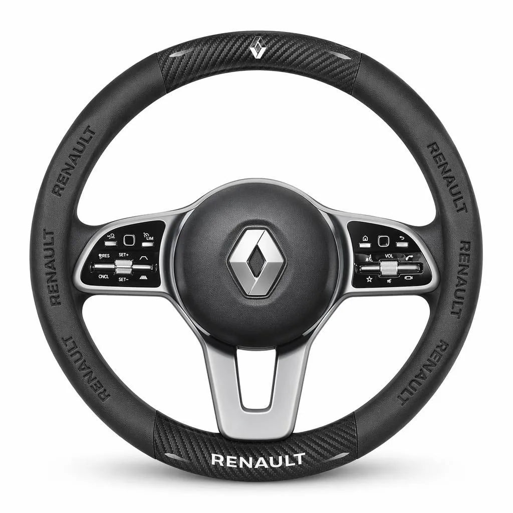3D Embossed Genuine Leather Steering Wheel Cover For Renault