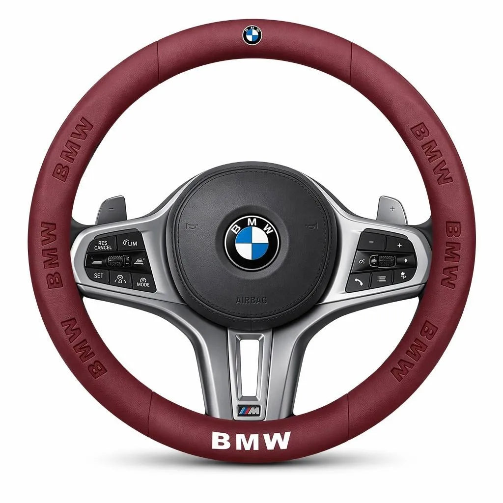 3D Embossed Genuine Leather Steering Wheel Cover For BMW