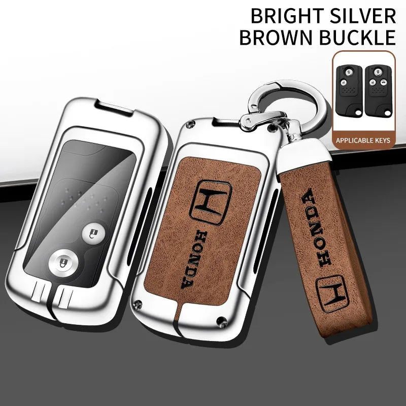 Zinc alloy genuine leather car key case for Honda series