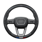 Carbon fiber genuine leather car steering wheel cover for Audi