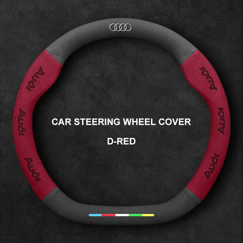 Alcantara Suede 3D Embossed Steering Wheel Cover For Audi