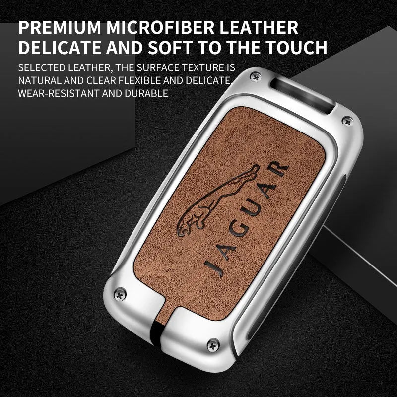 Zinc alloy genuine leather car key case for Jaguar series