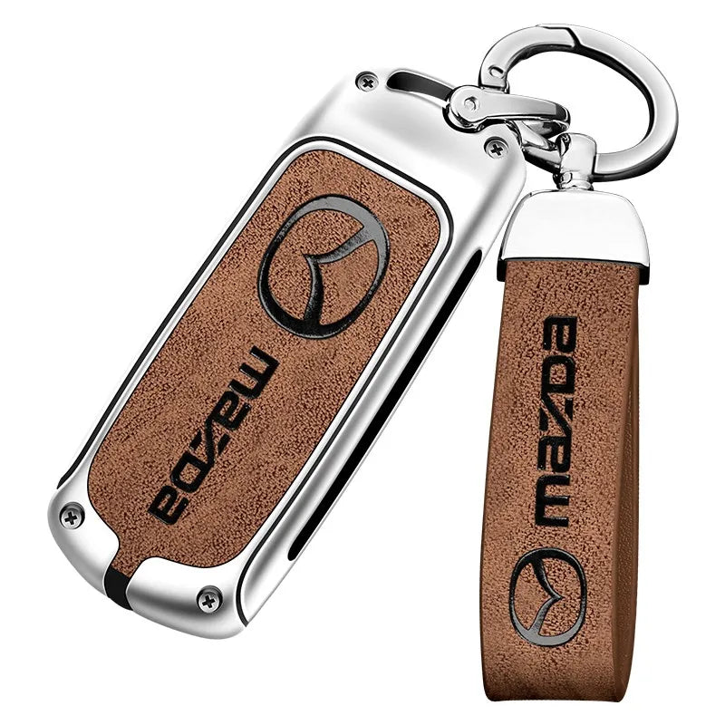 Zinc alloy genuine leather car key case for Mazda series