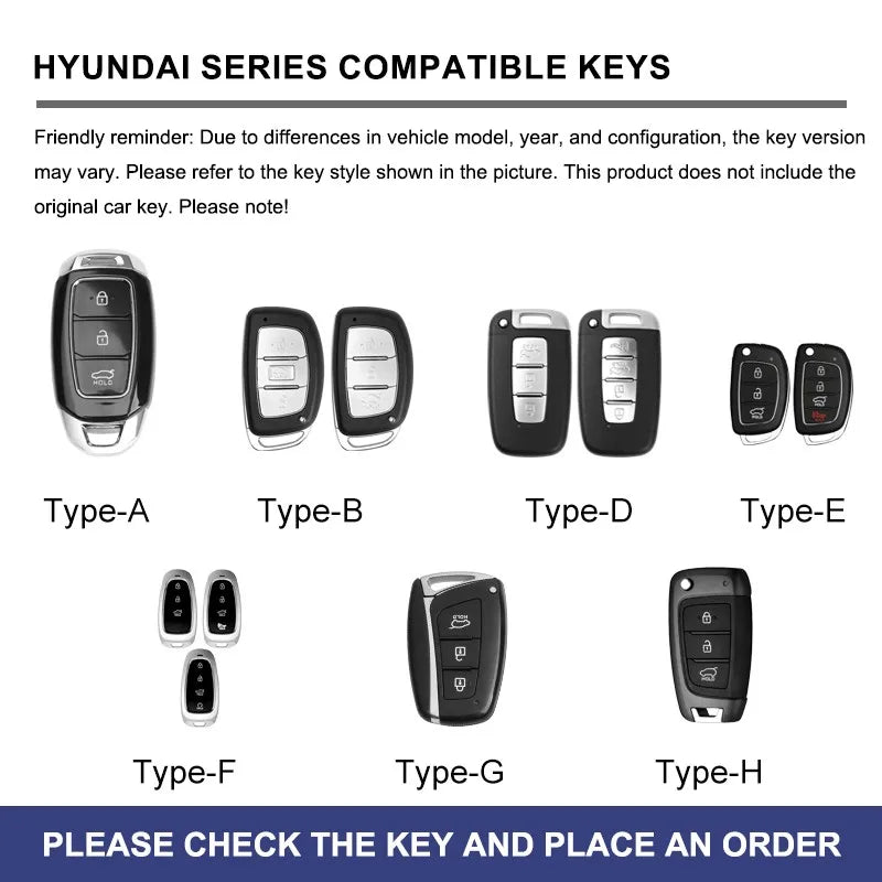 Zinc alloy genuine leather car key case for Hyundai series