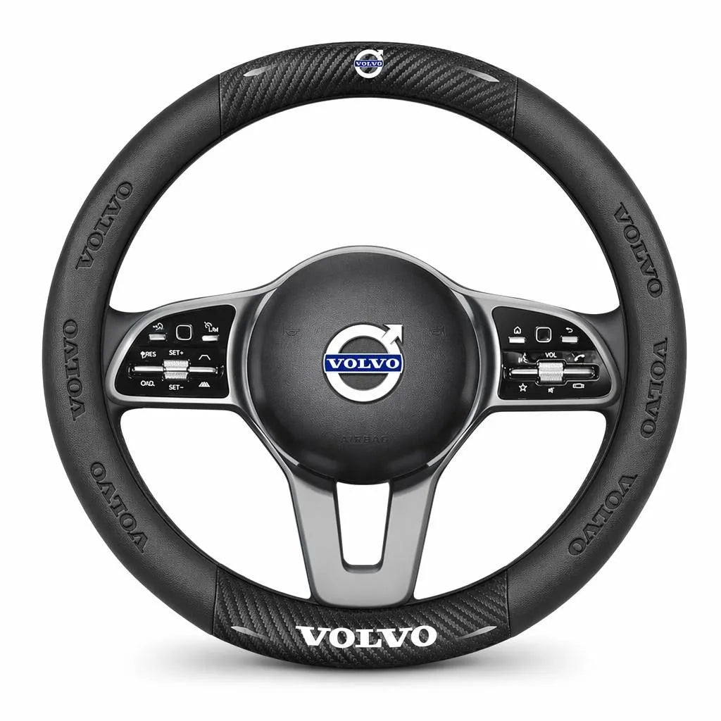 3D Embossed Genuine Leather Steering Wheel Cover For Volvo