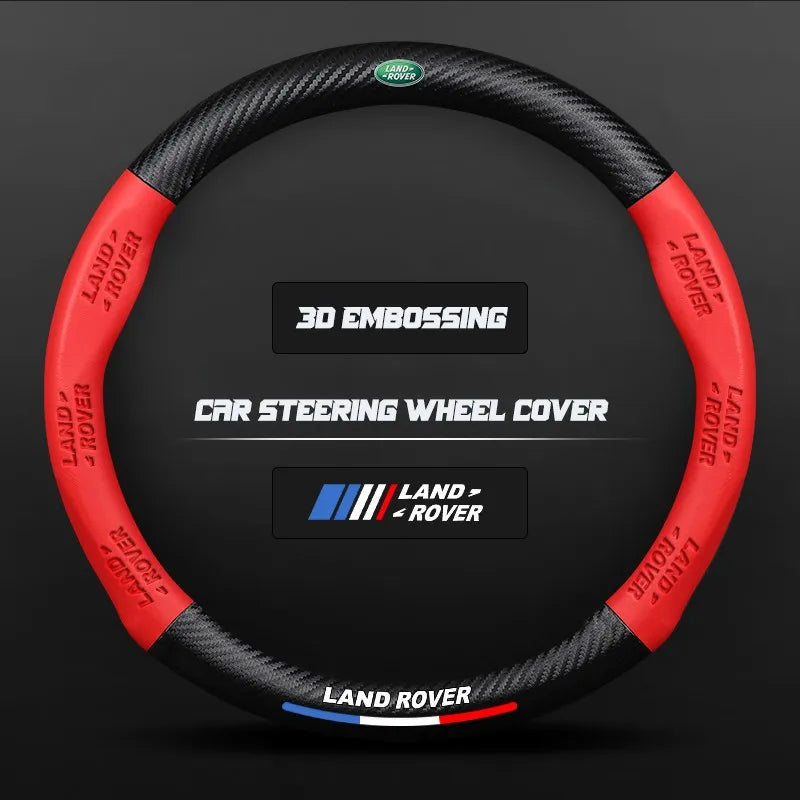 Carbon fiber genuine leather car steering wheel cover for Land Rover