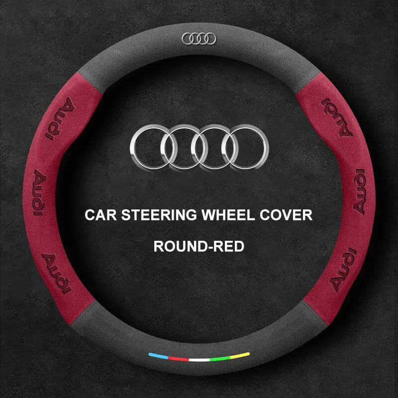 Alcantara Suede 3D Embossed Steering Wheel Cover For Audi