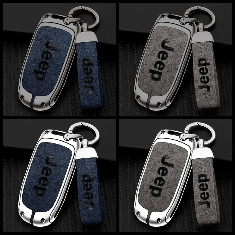 Zinc alloy genuine leather car key case for Jeep series