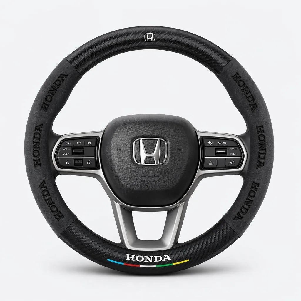 Car steering wheel cover in carbon fiber suede style suitable for Honda