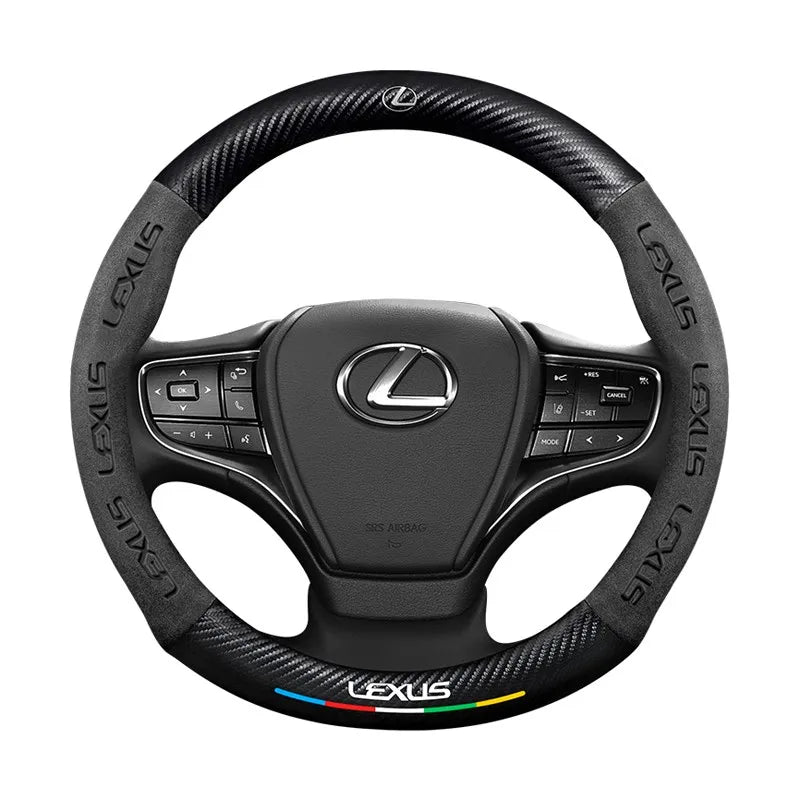 Car steering wheel cover in carbon fiber suede style suitable for Lexus