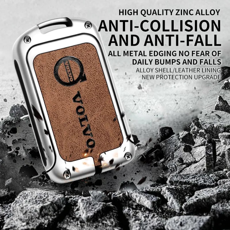 Zinc alloy genuine leather car key case for Volvo series