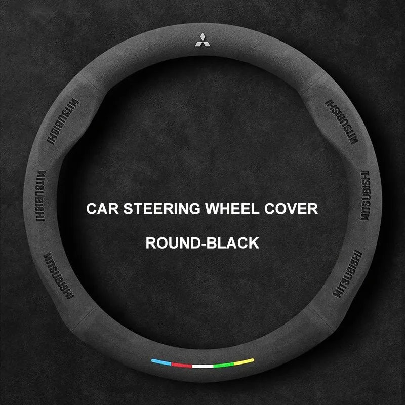 Alcantara Suede 3D Embossed Steering Wheel Cover For Mitsubishi