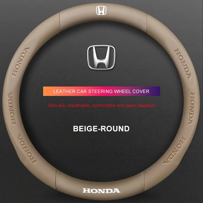 3D Embossed Genuine Leather Steering Wheel Cover For Honda