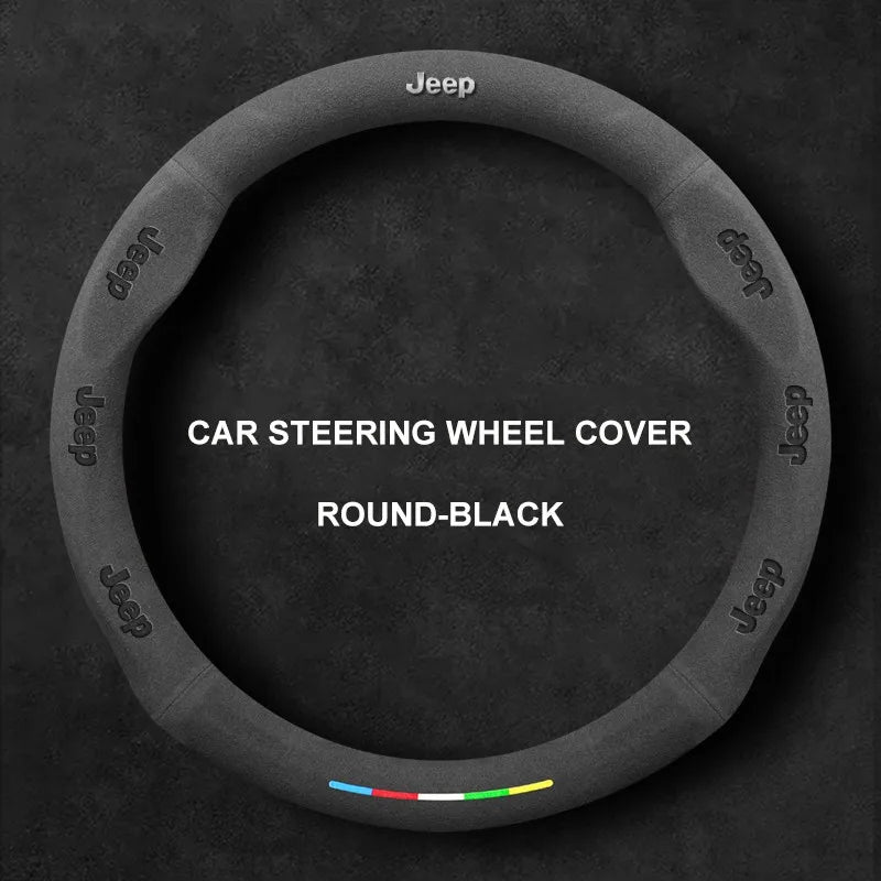 Alcantara Suede 3D Embossed Steering Wheel Cover For Jeep