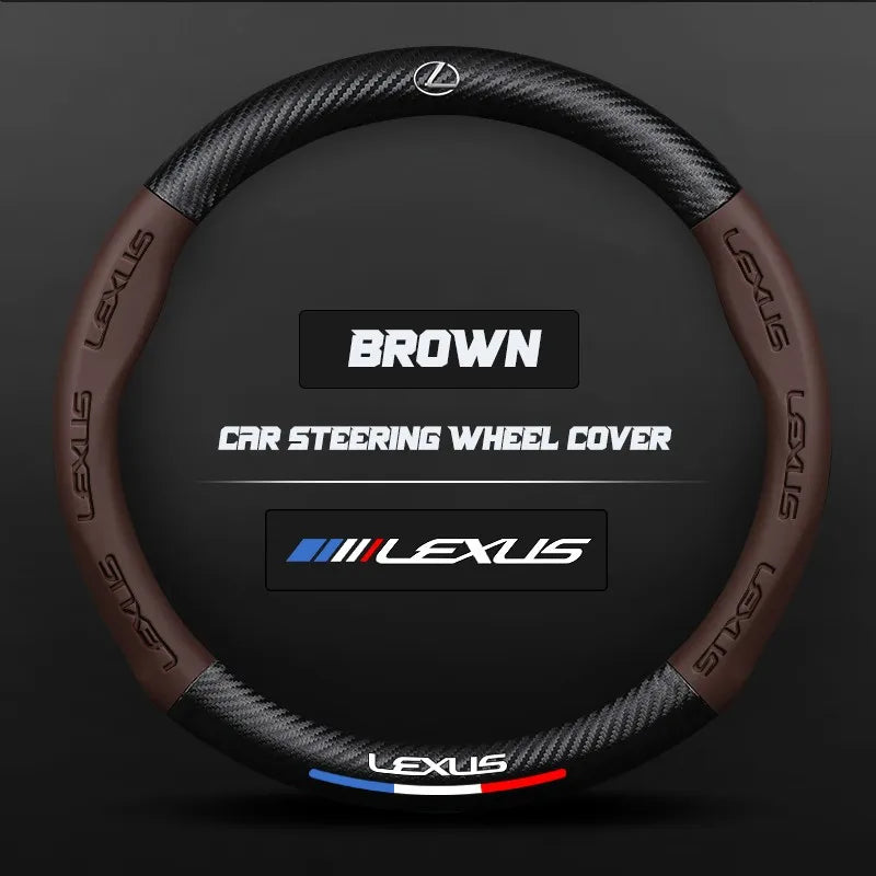 Carbon fiber genuine leather car steering wheel cover for Lexus