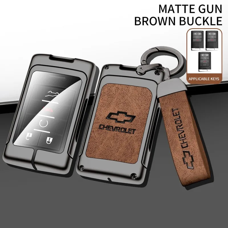 Zinc alloy genuine leather car key case for Chevrolet series