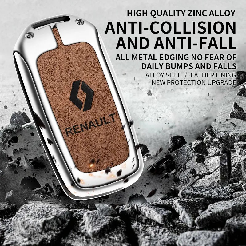 Zinc alloy genuine leather car key case for Renault series
