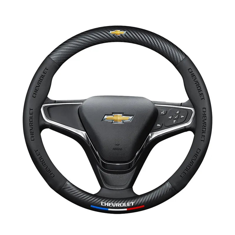 Carbon fiber genuine leather car steering wheel cover for Chevrolet