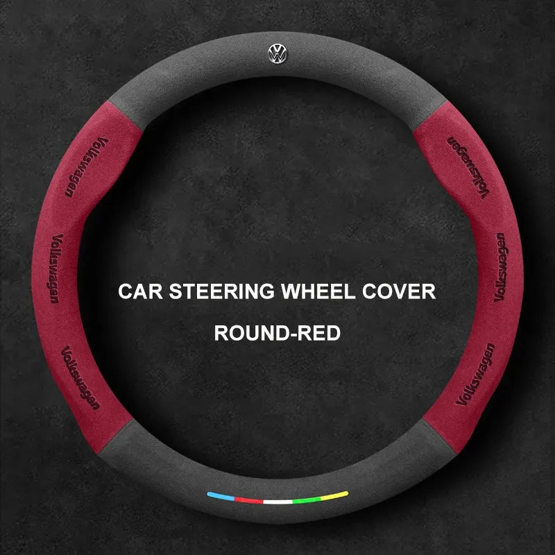 Alcantara Suede 3D Embossed Steering Wheel Cover For Volkswagen