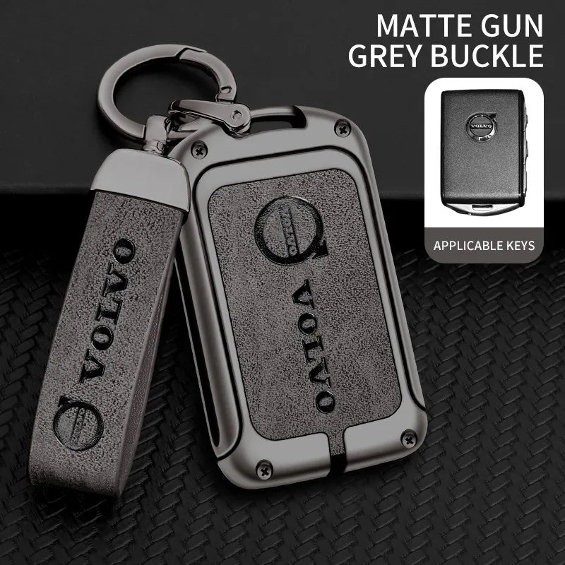 Zinc alloy genuine leather car key case for Volvo series