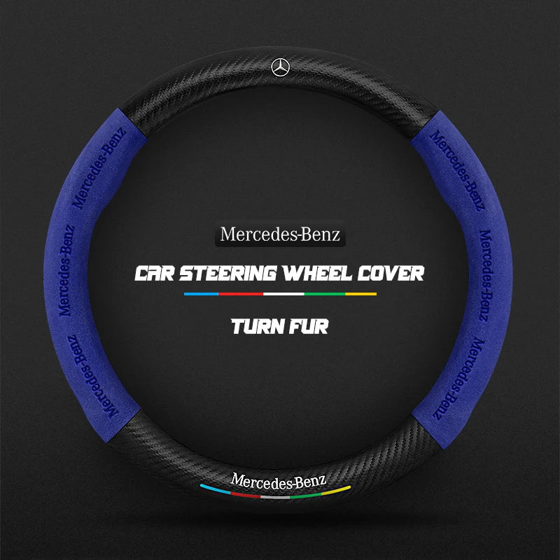 Car steering wheel cover in carbon fiber suede style suitable for Mercedes-Benz