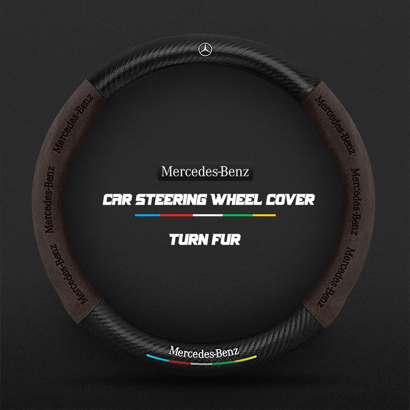 Car steering wheel cover in carbon fiber suede style suitable for Mercedes-Benz