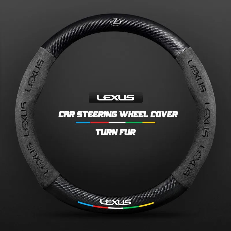 Car steering wheel cover in carbon fiber suede style suitable for Lexus