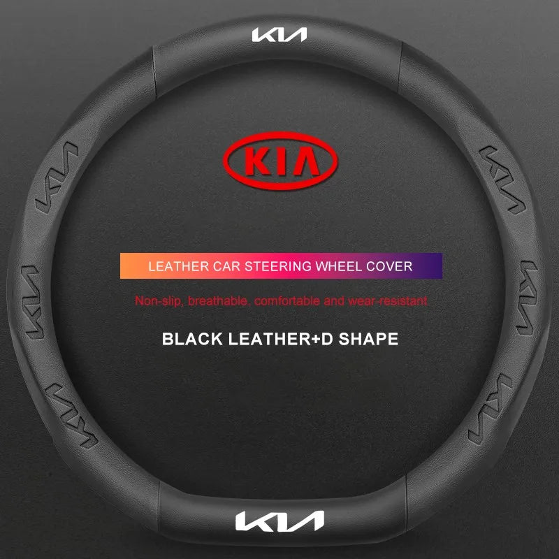 3D Embossed Genuine Leather Steering Wheel Cover For Kia