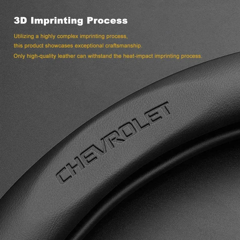3D Embossed Genuine Leather Steering Wheel Cover For Chevrolet