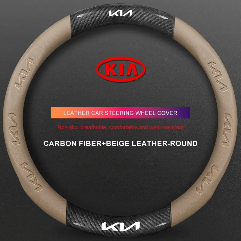 3D Embossed Genuine Leather Steering Wheel Cover For Kia
