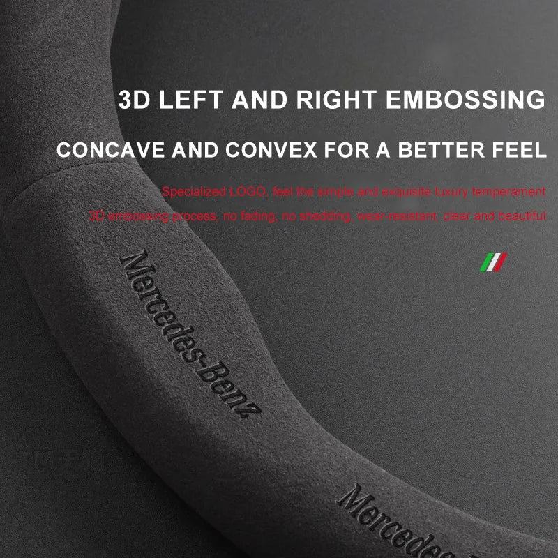 Alcantara Suede 3D Embossed Steering Wheel Cover For Mercedes-Benz